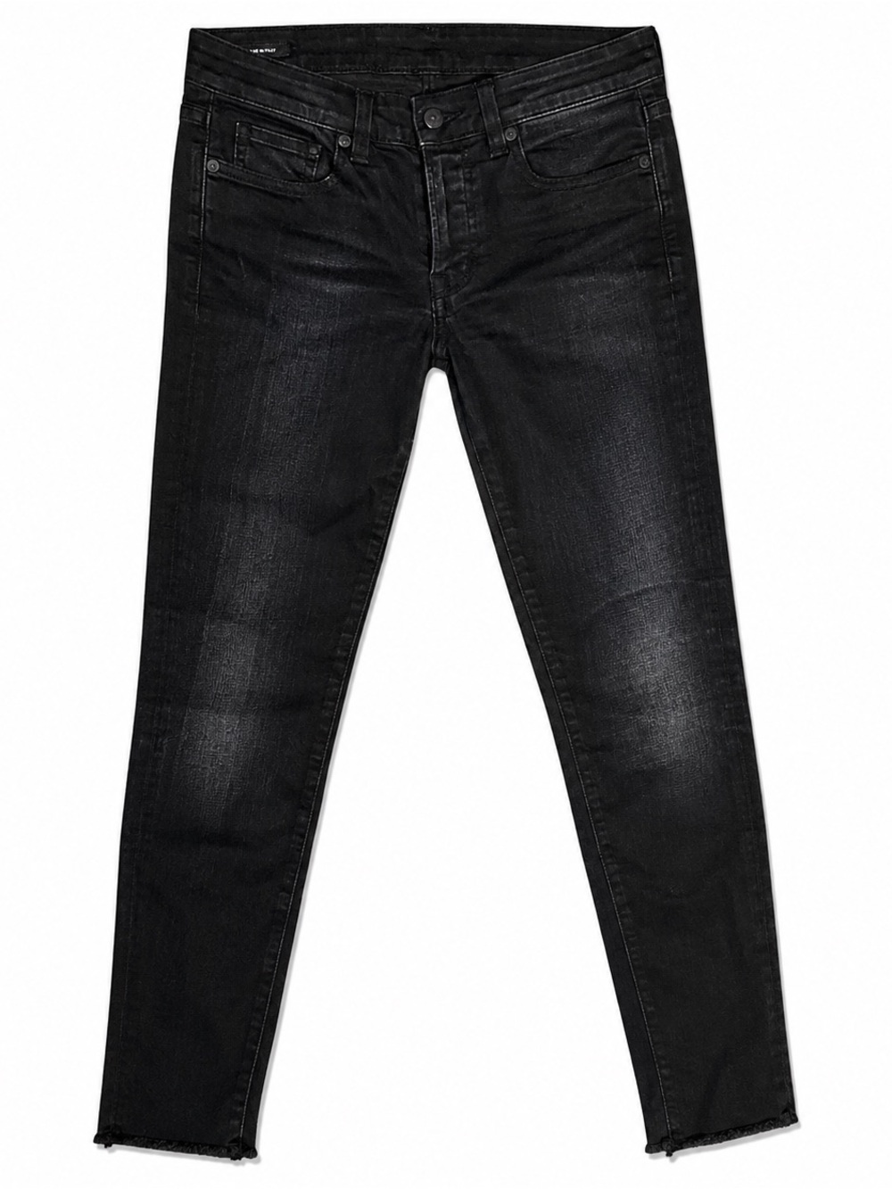 R13 Black Skinny Jeans Made In Italy Distressed Stretch Denim Size 25